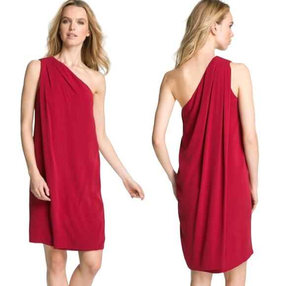 Diane Von Furstenberg Liluye Dress Silk One Shoulder Sleeveless Mini Red NEW 8 - Picture 1 of 10